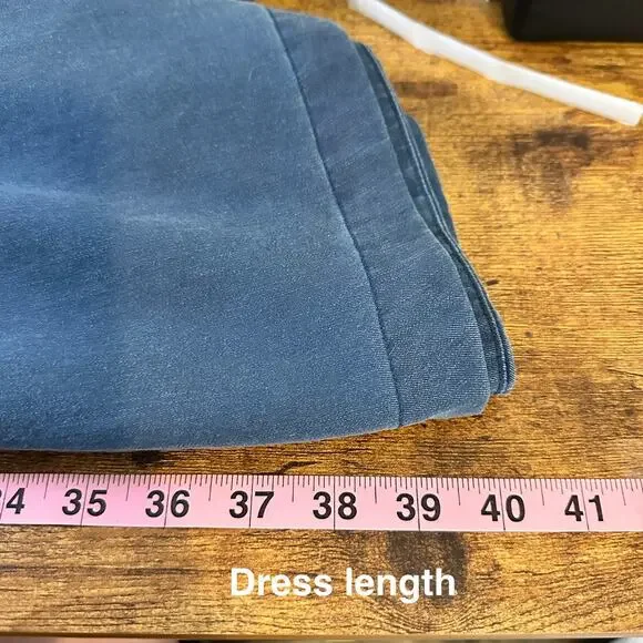 Old Navy Womens Size Large Faded Denim Twill Dress NWT Minimalist Basic EUC - Picture 7 of 9